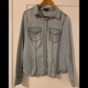 Blue denim style button up
